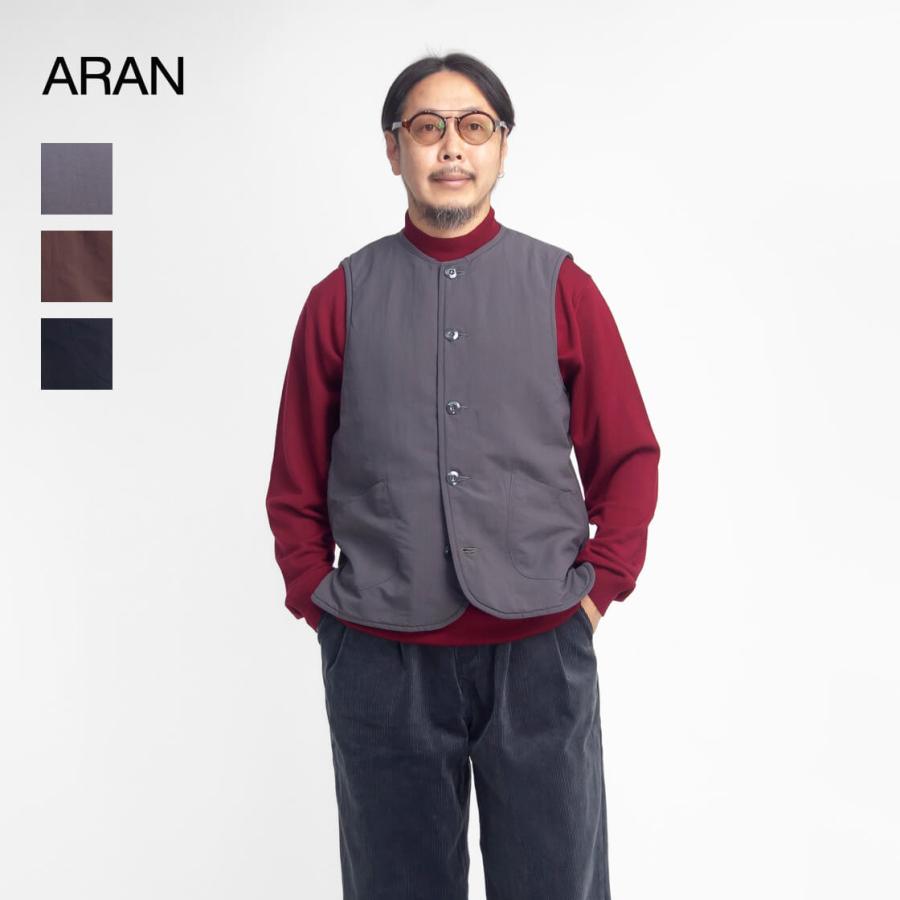 アラン ARAN ナイロンタッサー 薄中綿 ベスト 日本製 メンズ : MARC