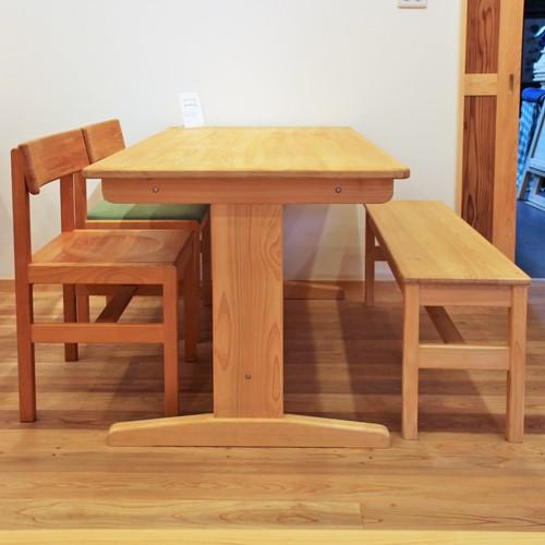 ひのきベンチ 板座 ダイニングベンチ サイズオーダー 国産ヒノキ無垢