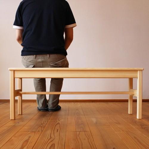 ひのきベンチ 板座 ダイニングベンチ サイズオーダー 国産ヒノキ無垢
