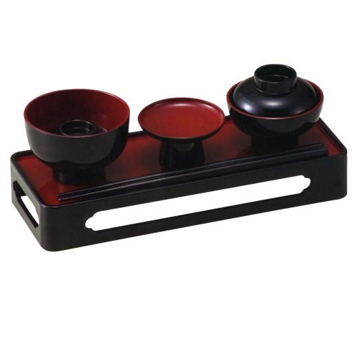 お供え セット 仏膳セット 略式仏膳 黒内朱 7.5寸 (2204001569) 仏器