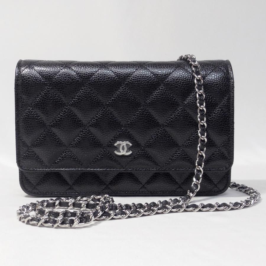 キャビアスキン シャネル クラシック チェーンウォレット グレインド