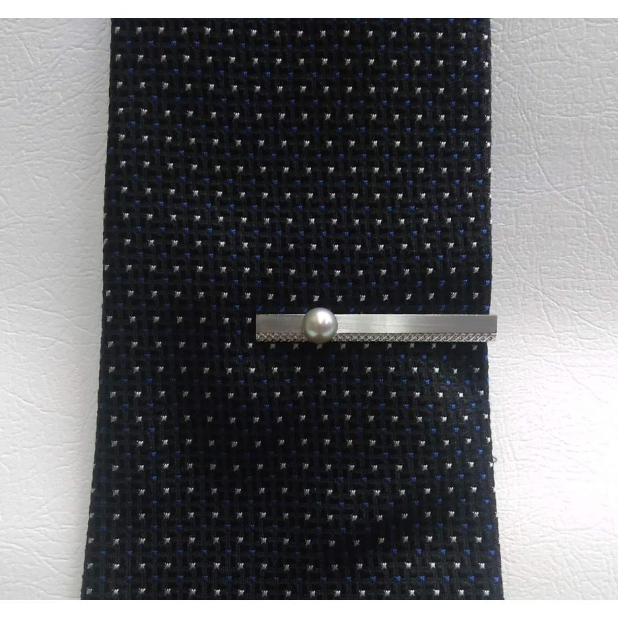 真珠のカフスセット（グレー系黒真珠） ネクタイピン タイピン