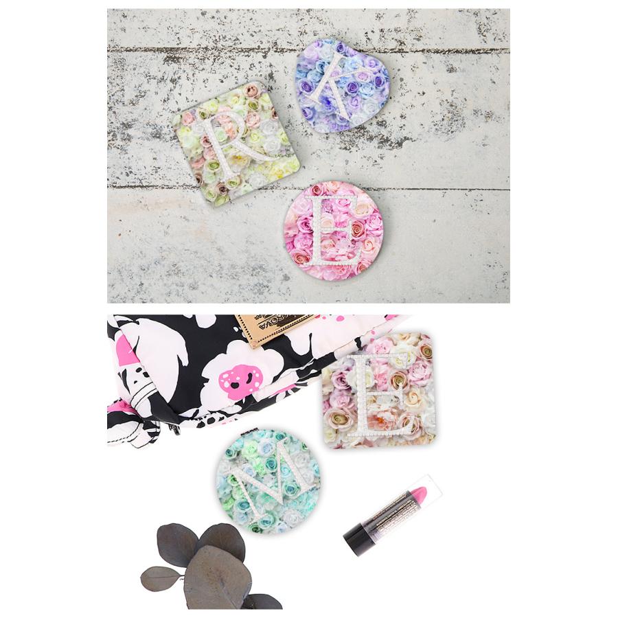 名入れ対応可) コンパクトミラー イニシャル アルファベット ミニ鏡