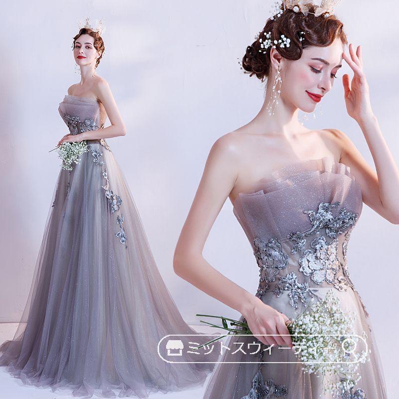 カラードレス 演奏会用ドレス 発表会 ピアノ ロングドレス Aライン