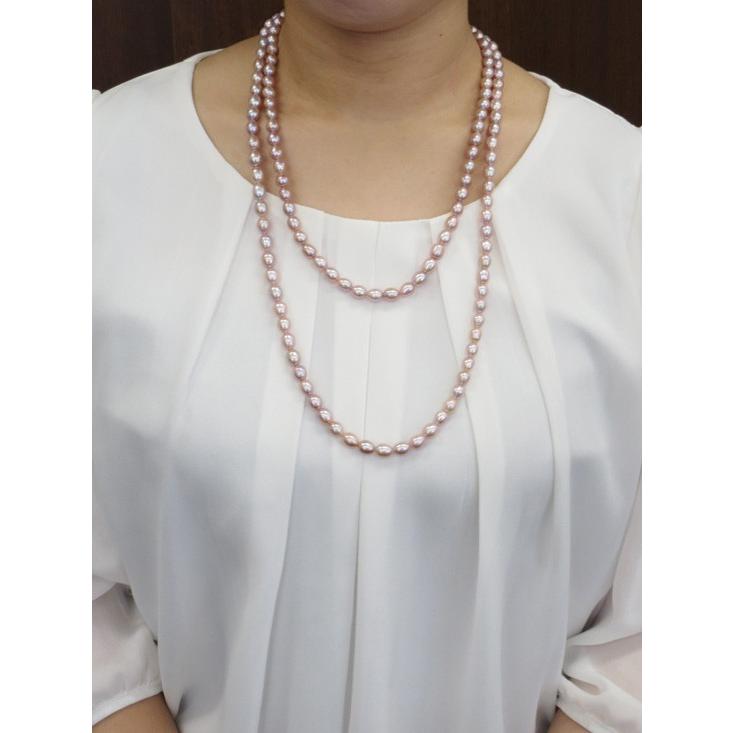 艶やかな希少天然パープル色、SV淡水パールオーバルロングネックレス