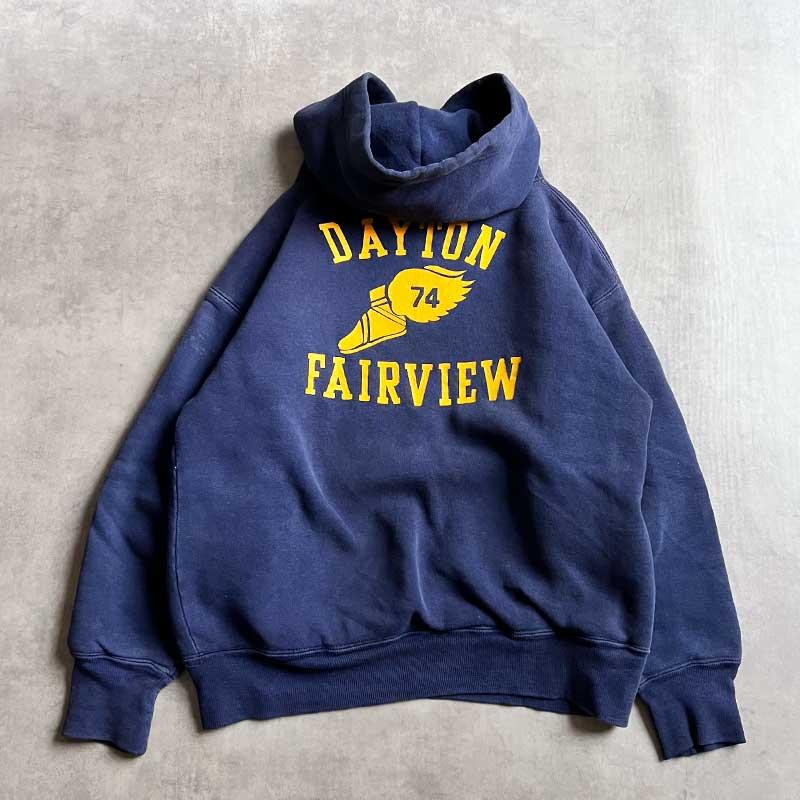 50-60'S Double Face Wing Foot Back-Print Hooded Sweat Shirt NAVY