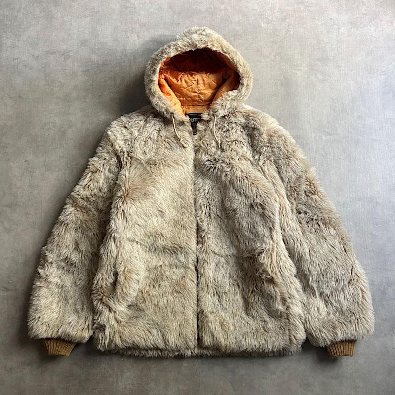 70'S CAMPUS Fake Fur Hooded Zip Jacket 40/IVORY 70年代 フェイク