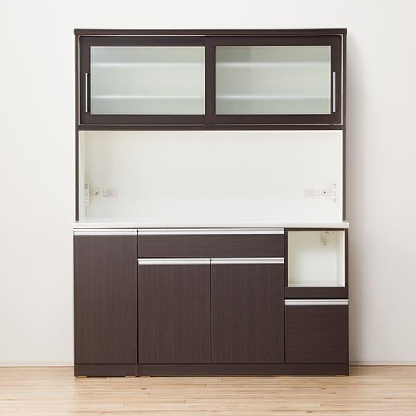 ニトリ（NITORI） 幅150cm 食器棚(レジューム 150TG-S DBR/150TL-R DBR