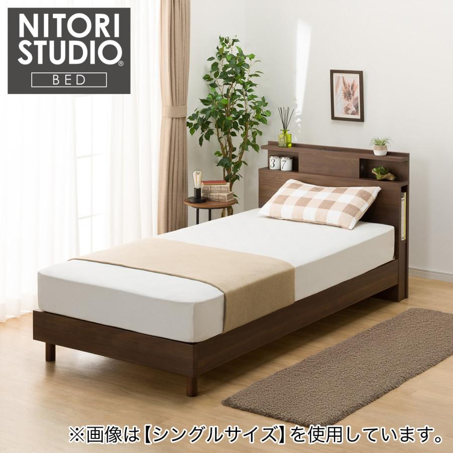 ニトリ（NITORI） セミダブル 棚・照明・サイド収納付きベッドフレーム