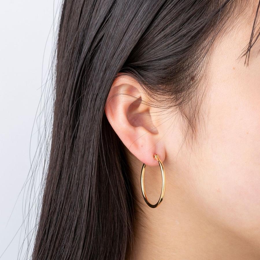 ポストのみ18金 フープピアス メンズ レディース 2mm×30mm K18 18K K18