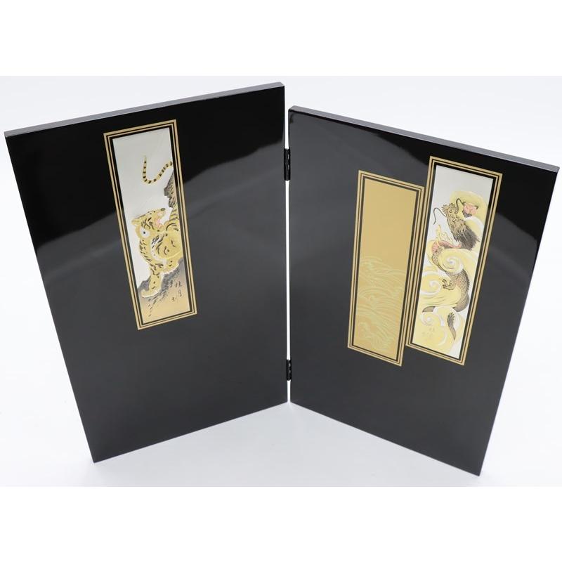 アウトレット品 五月人形五月屏風 屏風のみ 18号 彫金龍虎 武将 花梨塗