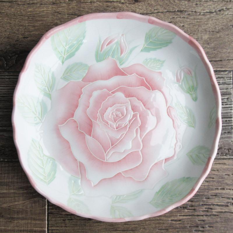 大皿 盛り皿 プレート 日本製 バラ 薔薇 パスタ オムライス 陶磁器