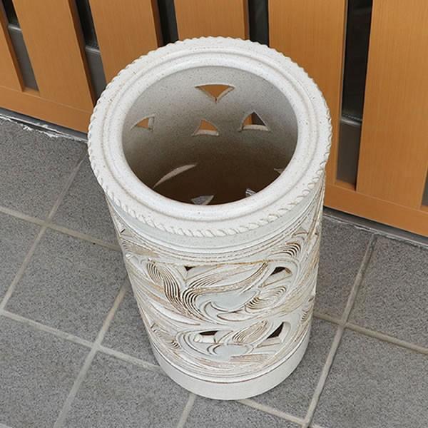 傘立て 陶器 おしゃれ 信楽焼 かさたて 和風 傘入れ モダン 白 玄関