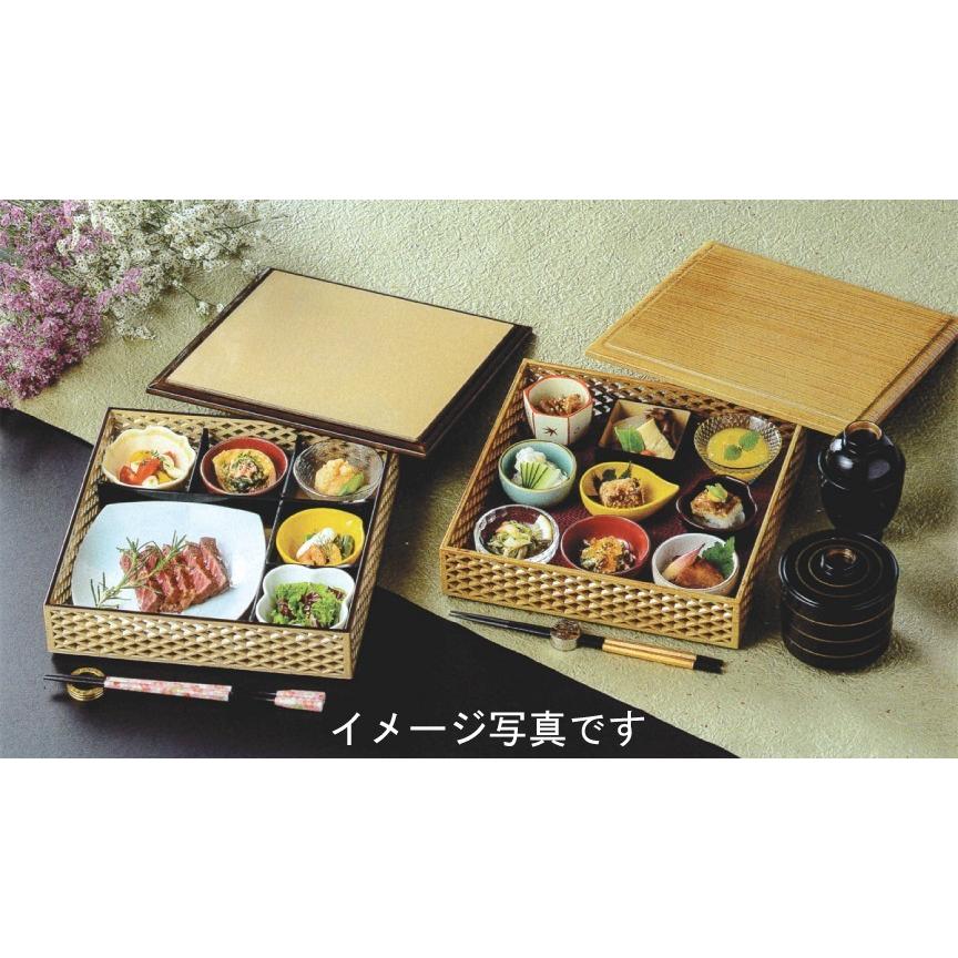 8.5寸角格子松花堂 溜 滑り止めマット付 懐石 おしゃれ 料亭 仕出し