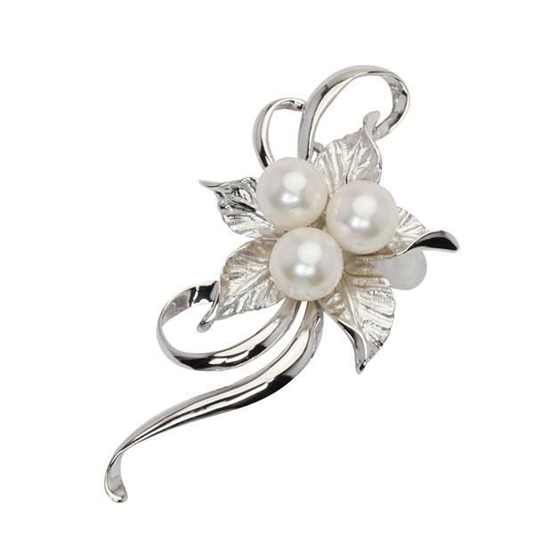 パール ブローチ 真珠ブローチ フォーマル 本真珠 アコヤ シルバー