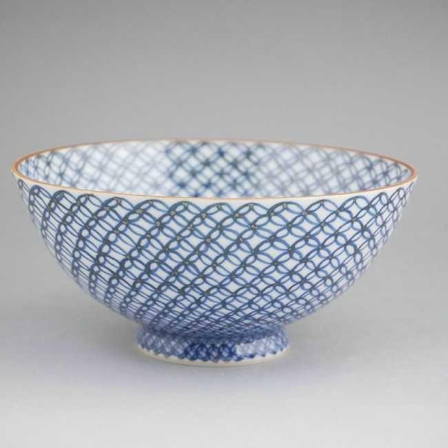 京焼 清水焼 染付七宝詰ご飯茶碗 貴史 大（見込桜） : 松韻堂 Yahoo!店