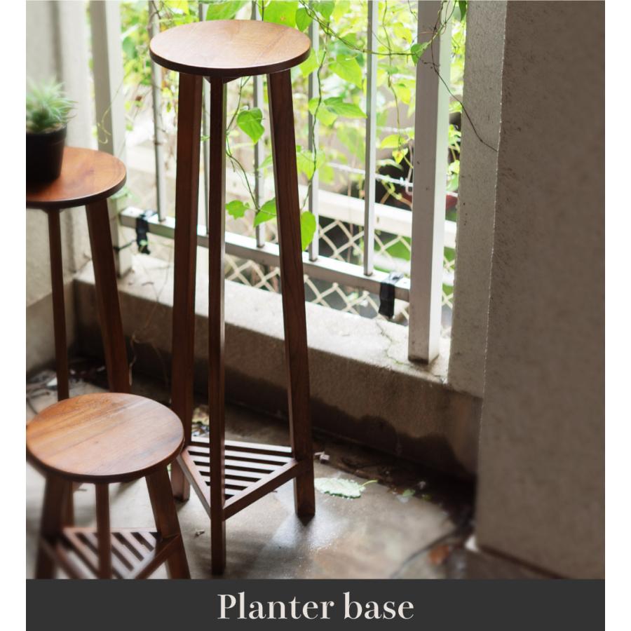 プランターベース おしゃれ 花台 木製 丸型 円形 棚付き 軽い 高さ90