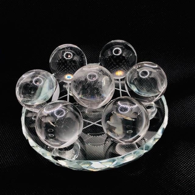 セール ストーンサークル 丸玉 スフィア 台座 ガラス製 12cm 七星陣