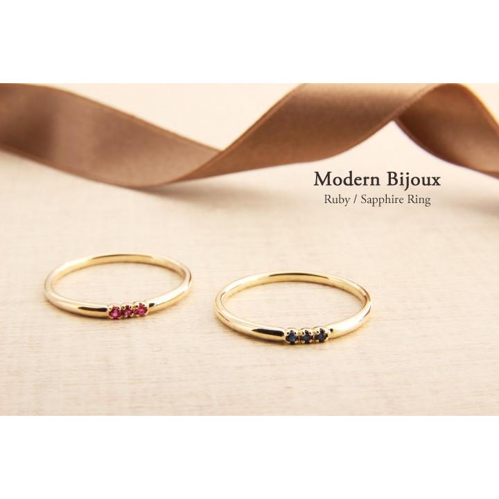 K10 カラーストーンリング 3ストーン ホワイトゴールド・ピンク