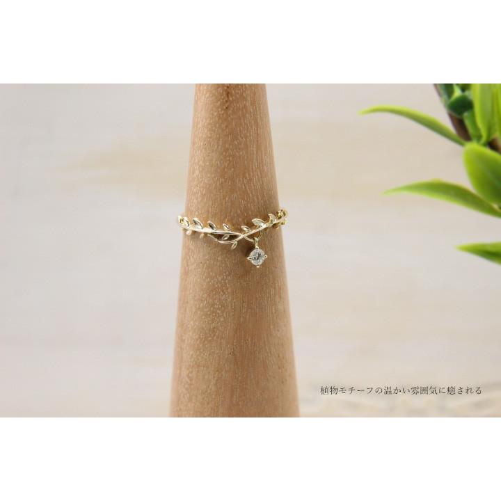 ダイヤモンド リング レディース K10 0.06ctリング 月桂樹 リーフ