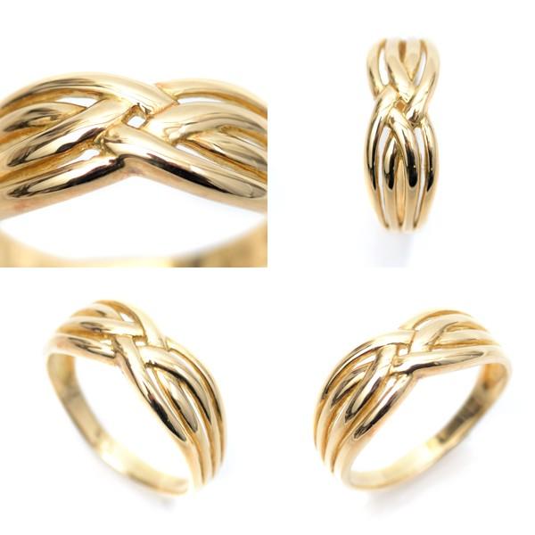 18金 リング k18 指輪 イエローゴールド シンプル 編み込み デザイン