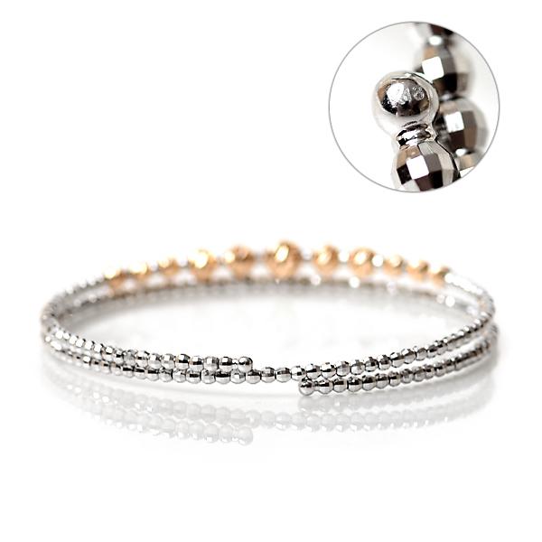 ブレスレット レディース k18 18金 5mm玉入り ミラーボール カット