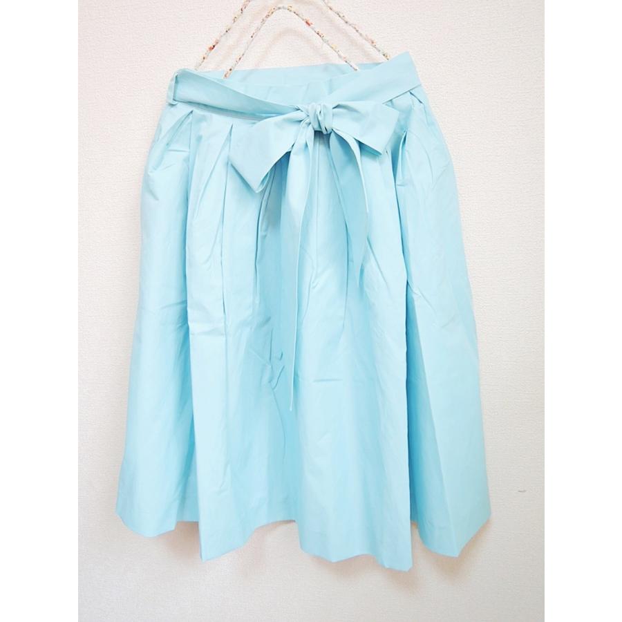 フレアスカート ひざ丈スカート ミモレ丈スカート 水色スカート スカイ