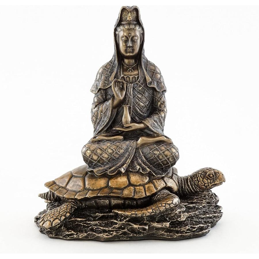 海亀の上で、海から昇る観音菩薩彫像 - 慈悲と慈愛の女神 観音彫刻