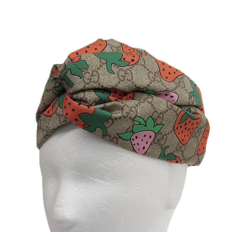 GG グッチ GUCCI ストロベリープリント ヘッドバンド ターバン ヘア