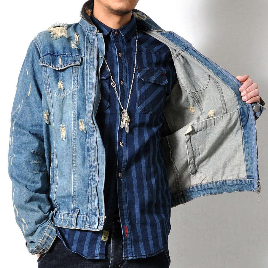 全品送料無料 数量限定 デニムジャケット ダメージ加工 メンズ