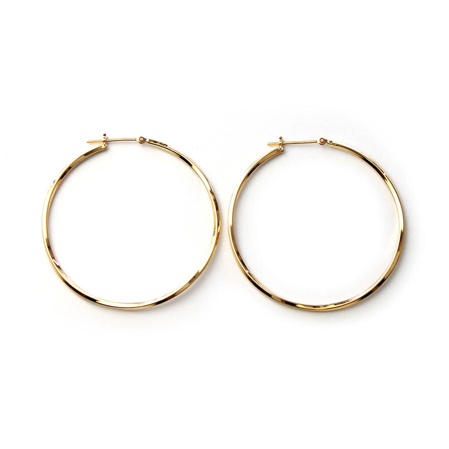 ピアス 18K Nejiri フープ 45 ひかり。地金 18Kピアス レディース 18金