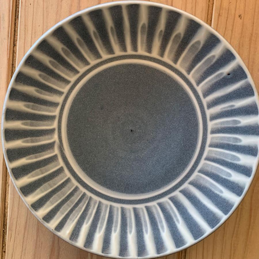 小石原焼 小石原焼き 5寸皿 飛び鉋 刷毛目 グレー 鬼丸豊喜窯 陶器 皿