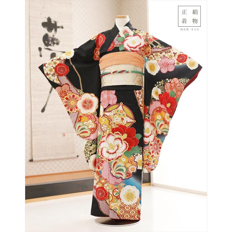 10歳〜13歳 正絹 ジュニア振袖レンタル jk0259 女の子 ジュニア着物 十