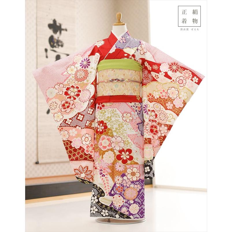 10歳 女の子 正絹 着物レンタル jk1247 子供振袖 ジュニア振袖 1/2成人