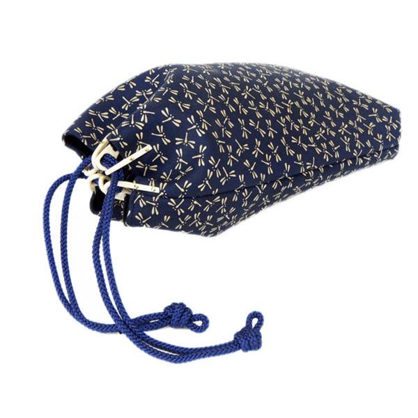 印傳屋（INDEN-YA） 印伝 合切袋 3005 紺地鹿革白漆 とんぼ柄 爆買