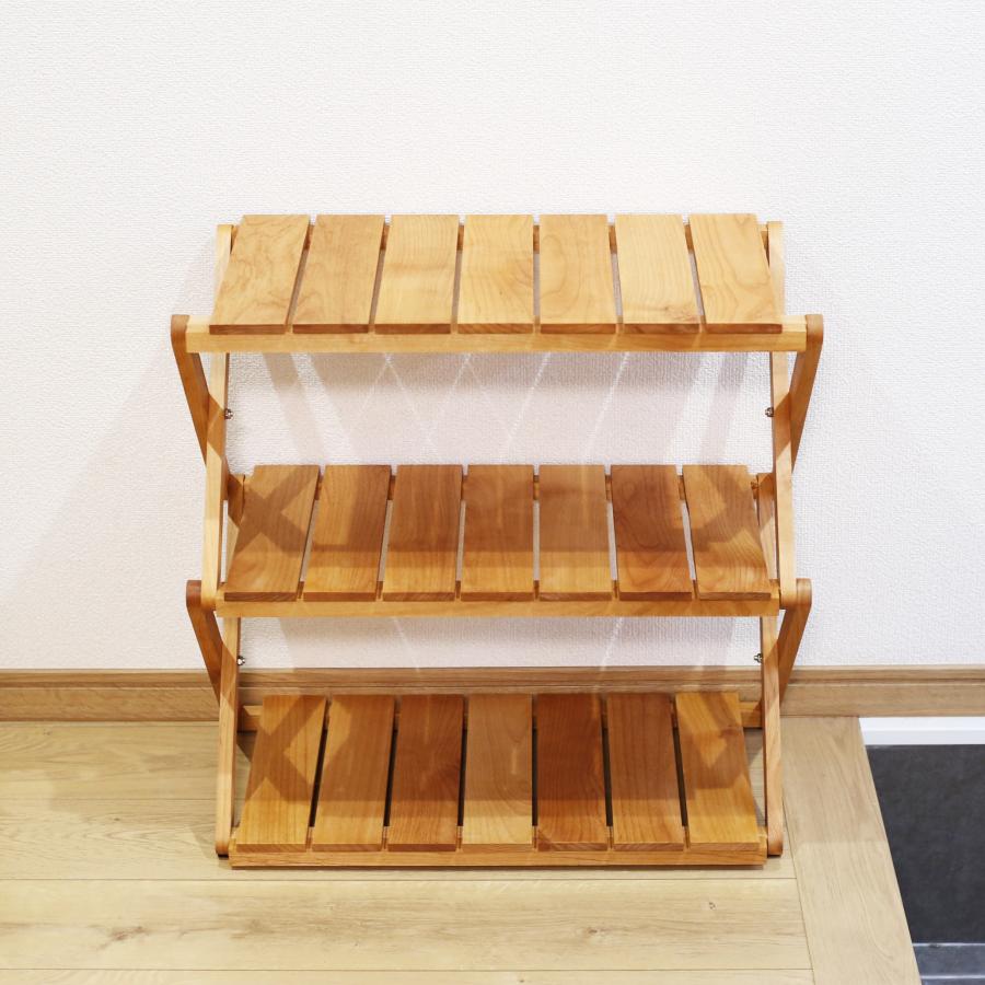 木製 折りたたみラック 3段 アルダー材 棚 インテリア 家具 アウトドア