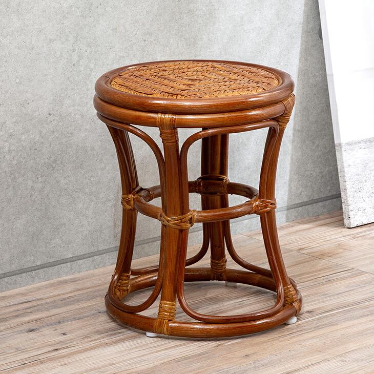 NEW天然籐スツール ラタンスツール 籐スツール 木製スツール 丸