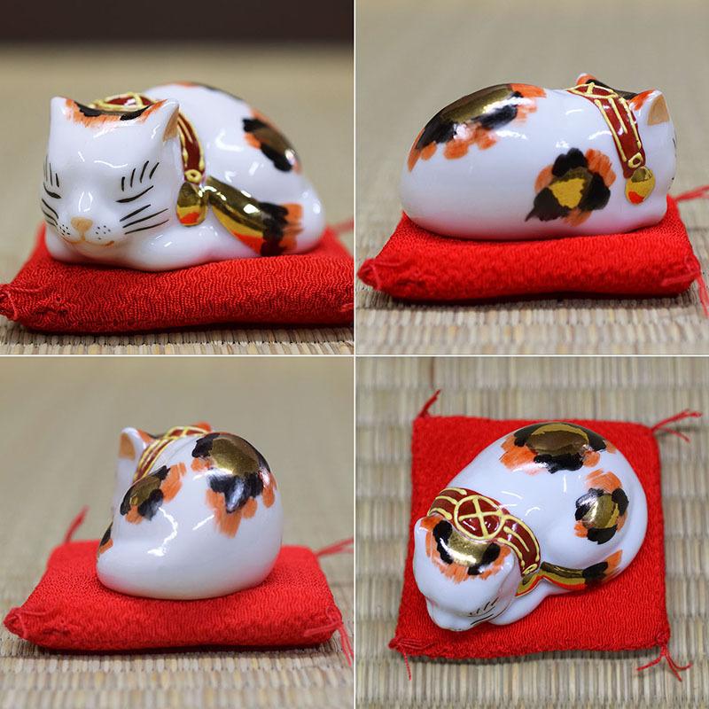 h*a様 【希少・美品】九谷焼 招き猫 眠り猫 金彩色絵 紅葉文 縁起物