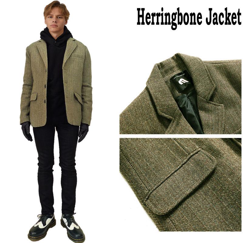メンズ ヘリンボーン ジャケット ツイード ブレザー テーラード