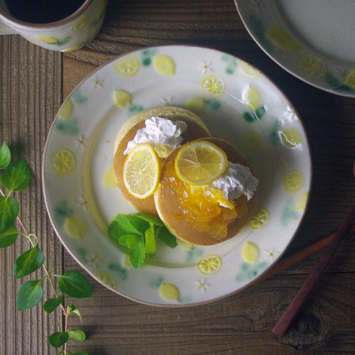 SSDDシリーズ 小さなレモン柄のお皿 益子焼 中皿 プレート 丸皿 Same