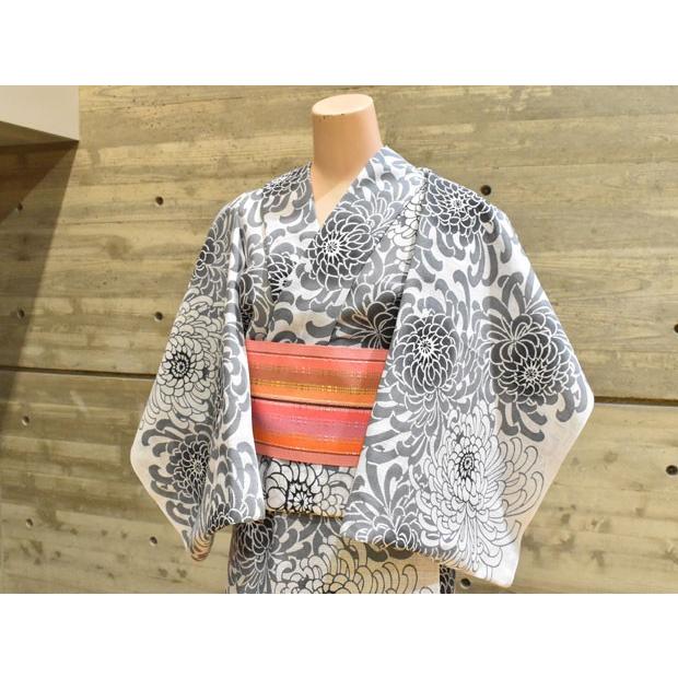 竺仙鑑製 乱菊 綿絽白地 お仕立代込み価格 送料無料 女性用 高級ゆかた