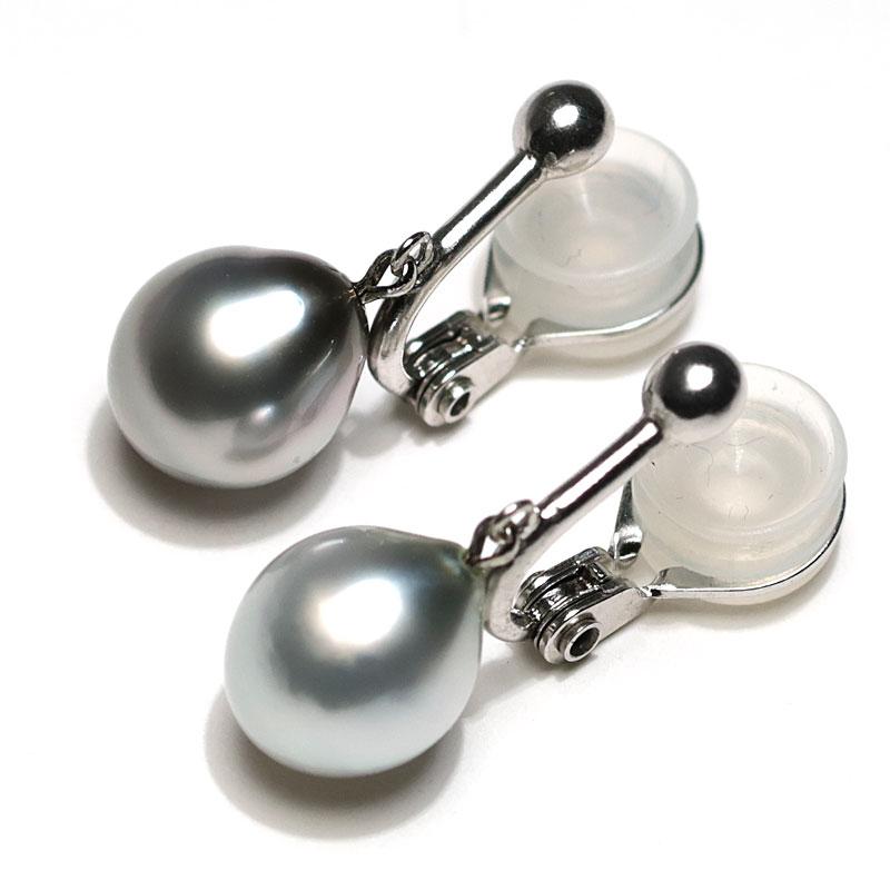 イヤリング グレー系色色違いが楽しい黒蝶真珠 幅9mm縦10.8mm