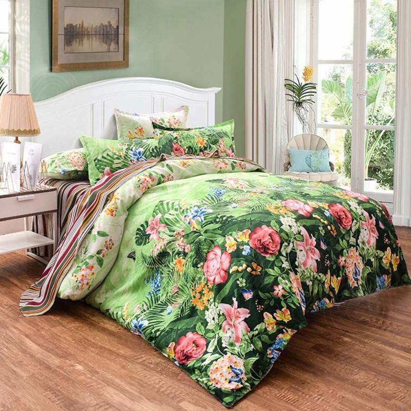 ダブルサイズ シーツセット 布団カバー4点セット 枕カバー セット 花柄