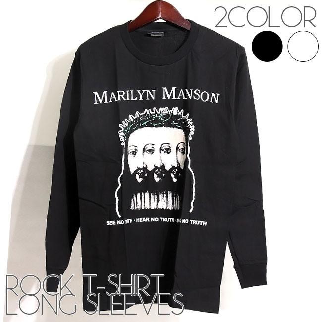 ロックtシャツ バンドtシャツ パンク 長袖 Tシャツ メンズ Marilyn