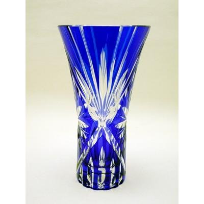 切子 ナルミ グラスワークス ワルツカット 色被せ切子 20cm花瓶