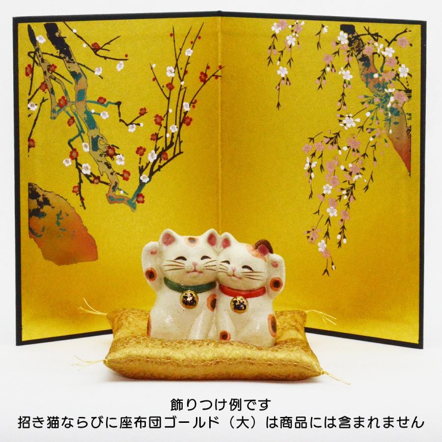 ミニ金紙蒔絵紙屏風 梅に桜 二曲 高さ19cm [CP45] : 人形の東籬 - 通販