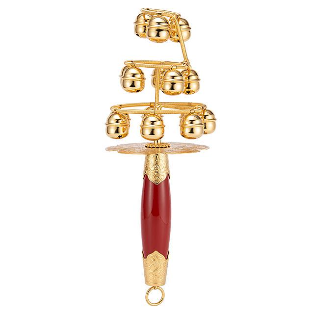 仏壇屋 滝田商店 神楽鈴 本金メッキ コイル型(スプリング式) 全長32cm