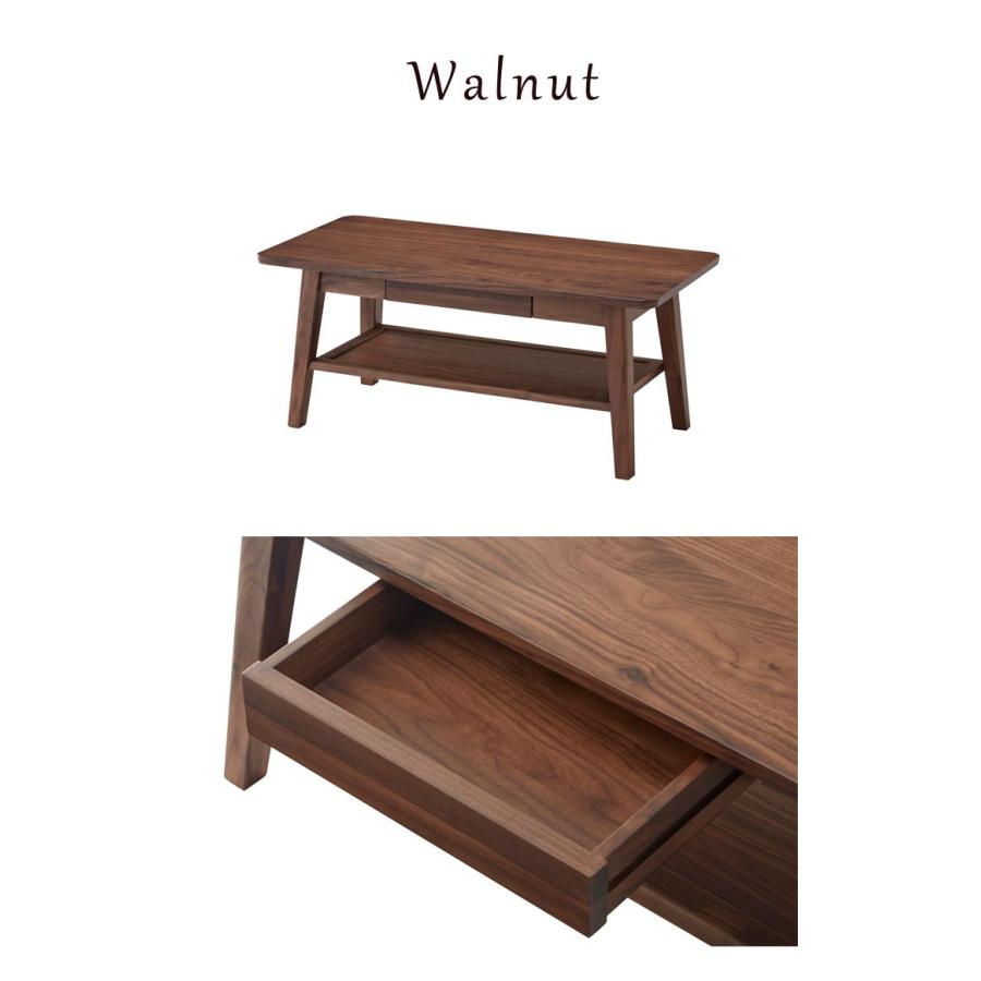 センターテーブル ローテーブル 95 cm ウォールナット オーク 無垢 棚