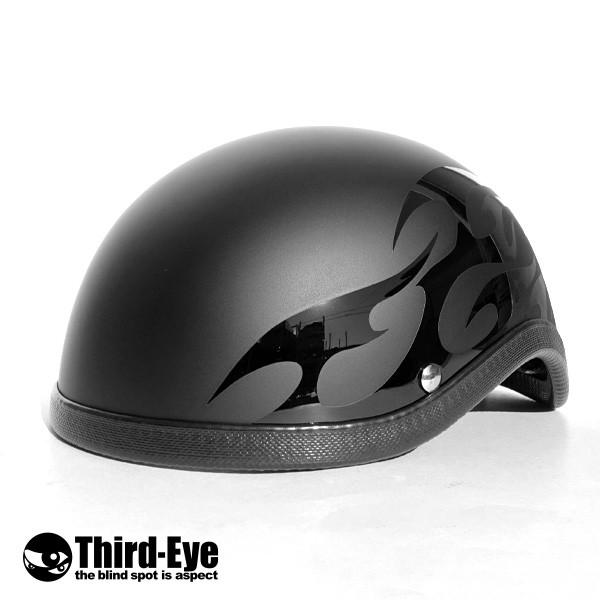 在庫 バイク ヘルメット ハーフキャップ トライバルフレイムス BLACK