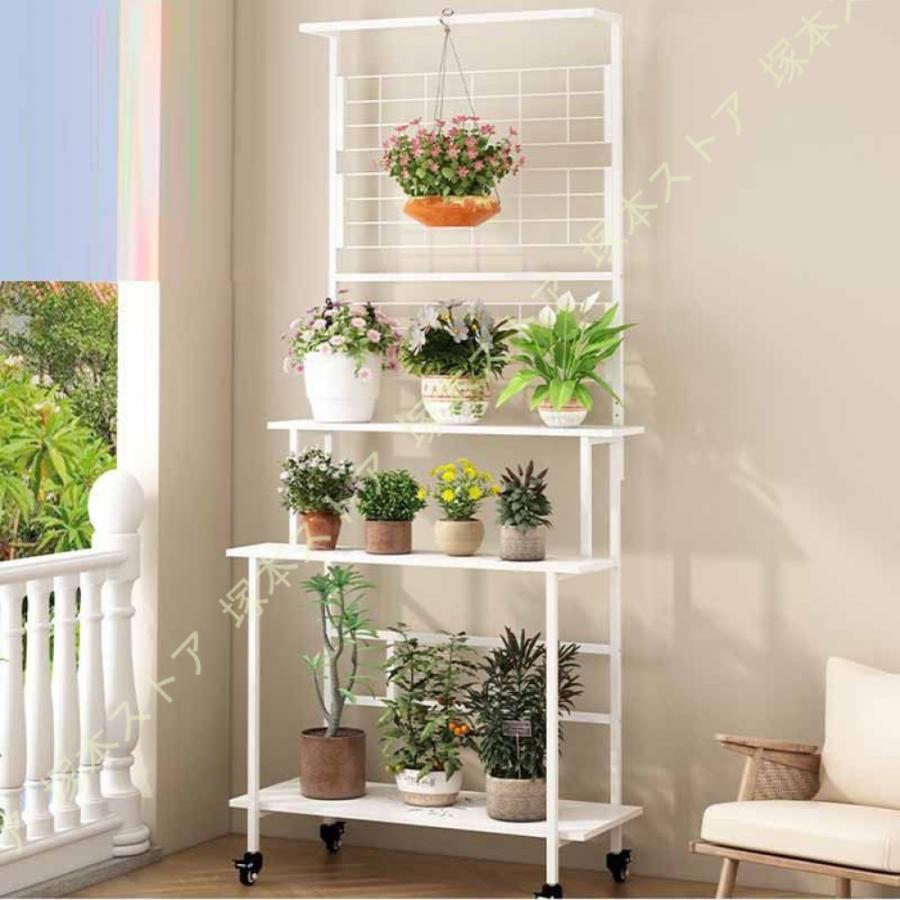 フラワースタンド 室内 ガーデンラック 観葉植物 棚 キャスター 吊り